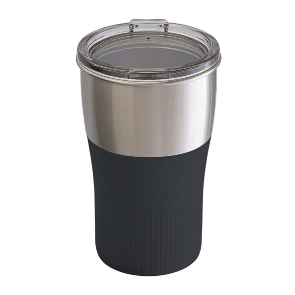 MEZZO - Mug: argenté, Manchon: gris foncé