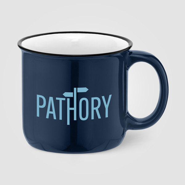 Adventure - 445 ml Mug de camping en céramique - Bleu marine / Sérigraphie