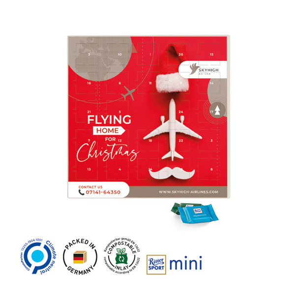 Square advent calendar, Cardboard cover white, Ritter SPORT Mini