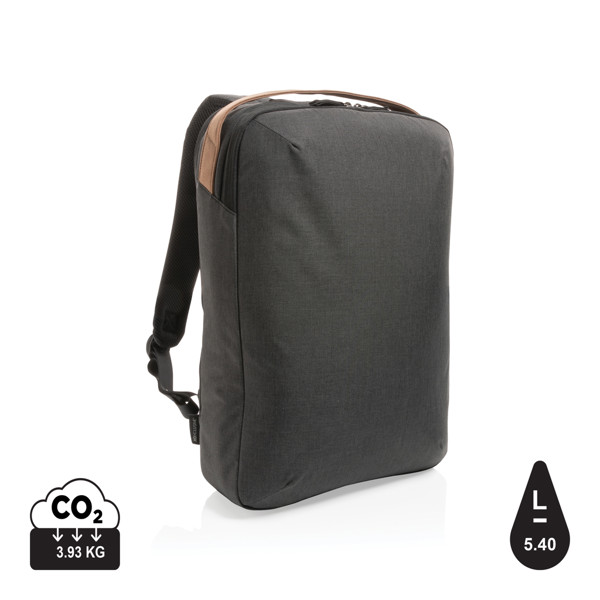 Impact AWARE™ deluxe dvobojni ruksak za laptop 15,6" od 300D materijala - Crna