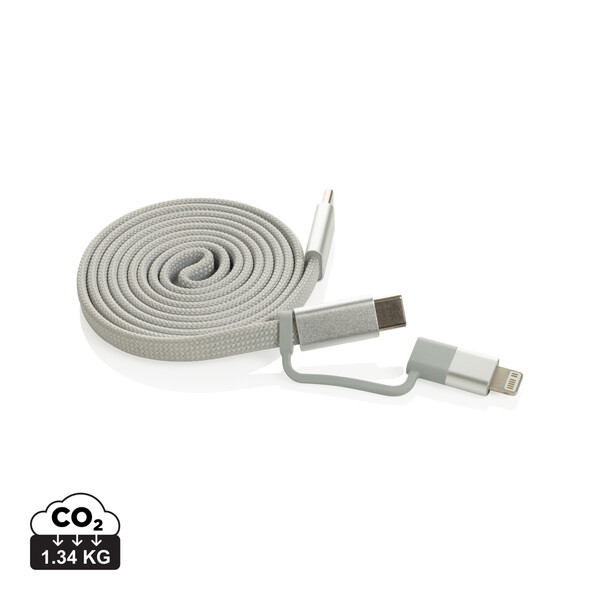 Arc Ultra-thin RCS recycled 60W 2 in 1 magnetische kabel - Grijs