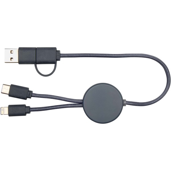 Câble 5 en 1 Citala en plastique recyclé de 30 cm pour la synchronisation des données et la charge rapide de 27 W - Bleu hale