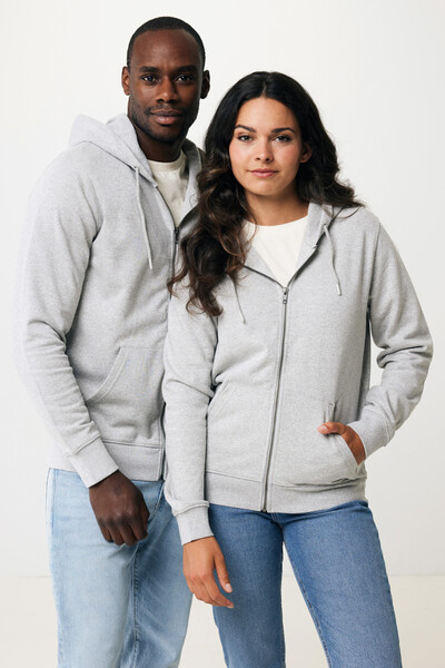 Mikina na zips s kapucňou Iqoniq Abisko z recykl. bavlny - Heather Grey / XS