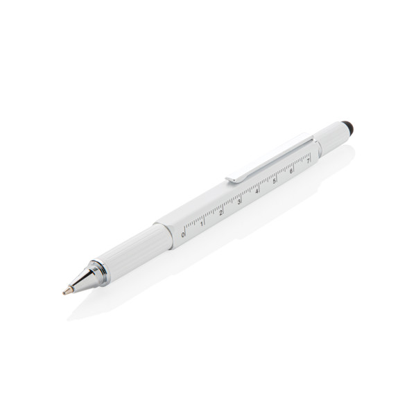 Xd Collection multifunction pen, brass, 7cm ruler - White