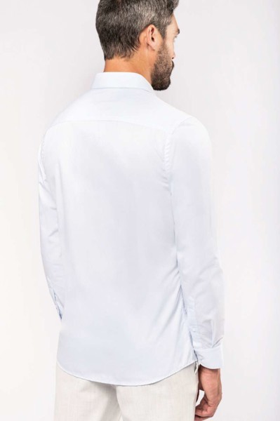 Men’S Long-Sleeved Cotton Poplin Shirt - White / S