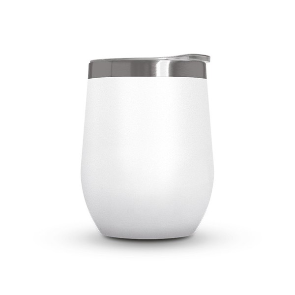 MUG ISOTHERME DOUBLE PAROI INOX AVEC COUVERCLE EN INOX RECYCLE - Blanc