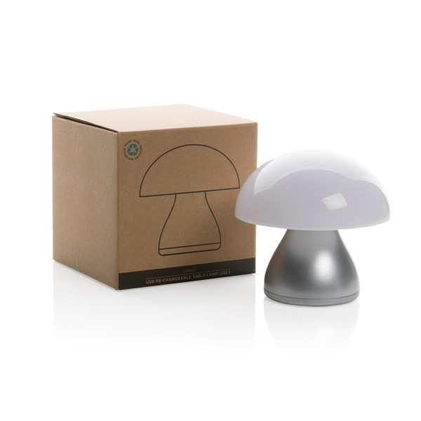 USB stolná lampa Luming z RCS recykl. plastu, sivá -