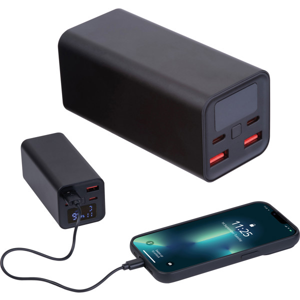 20.000 mAh aluminum power bank GERALDINE - Black