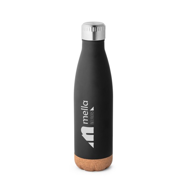 SOLBERG. Stainless steel thermos and cork base 560 mL - Black