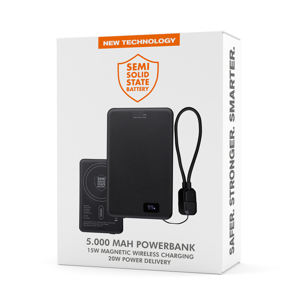 Powerbank sans fil magnétique 15W WATTRON PRO V ALU - noir / 5000 mAh