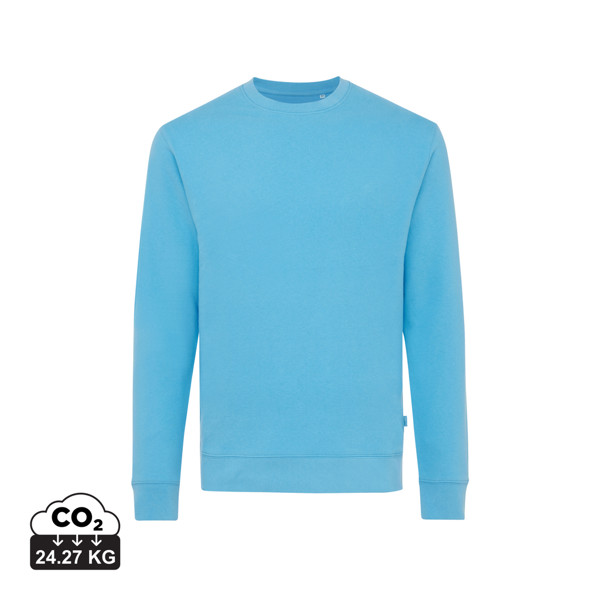 Sweater à col rond en coton recyclé Iqoniq Zion - Tranquil Blue / S