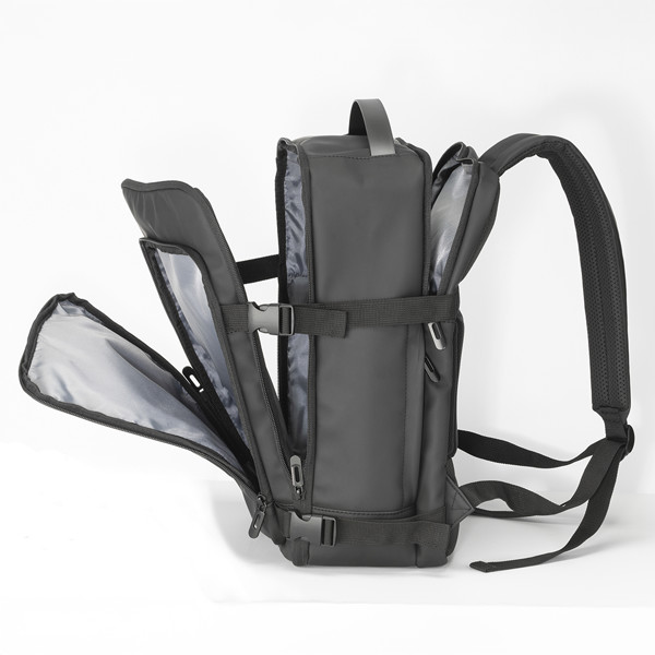 Cabin Size Travel Backpack With Laptop Holder (15) In Soft, Water-Resistant Pu - Black