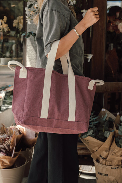 Plážová taška BEAU AWARE™ z recyklovaného plátna 400 gsm - Maroon