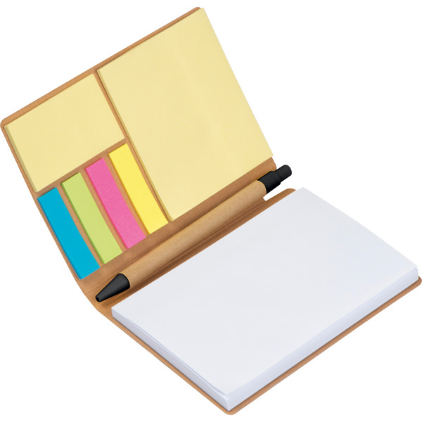 Notebook with pen and sticky notes LORRAINE - Beige