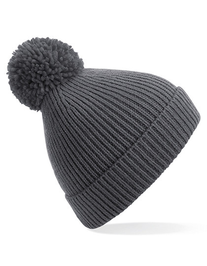 Engineered Knit Ribbed Pom Pom Beanie - Graphite Grey / One Size