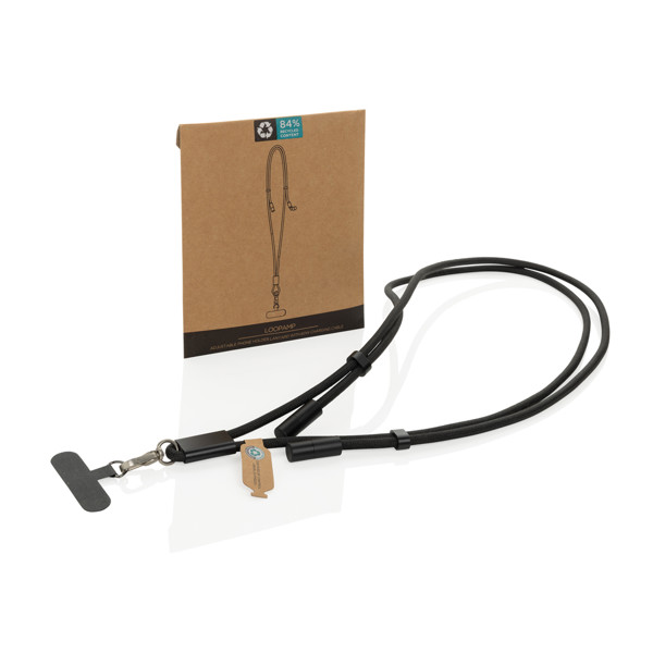 LoopAmp RCS RPET adjustable 160 cm phone cord with 60W cable