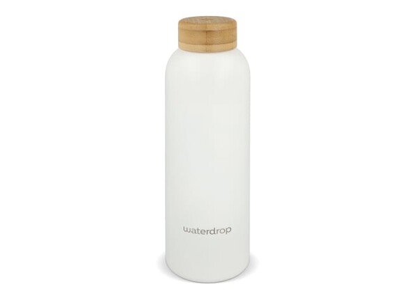 Bouteille en acier inoxydable Waterdrop avec bouchon en bambou 600 ml - Blanc