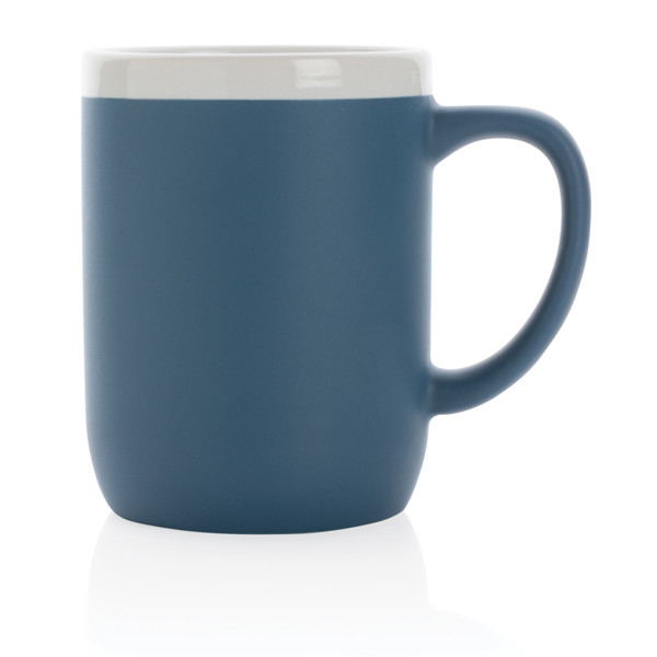 Mug 300ml en céramique avec bord blanc - Bleu / Blanc