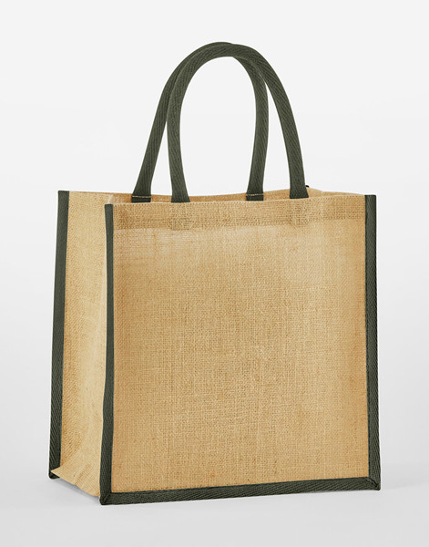 Natural Starched Jute Mini Gift Bag - Natural / Navy / ONE SIZE