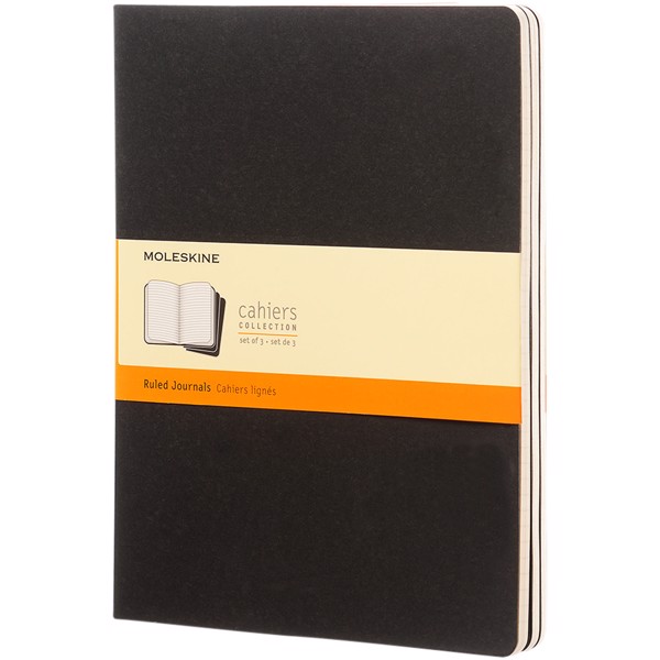 Moleskine Cahier Journal XL - ruled - Solid Black