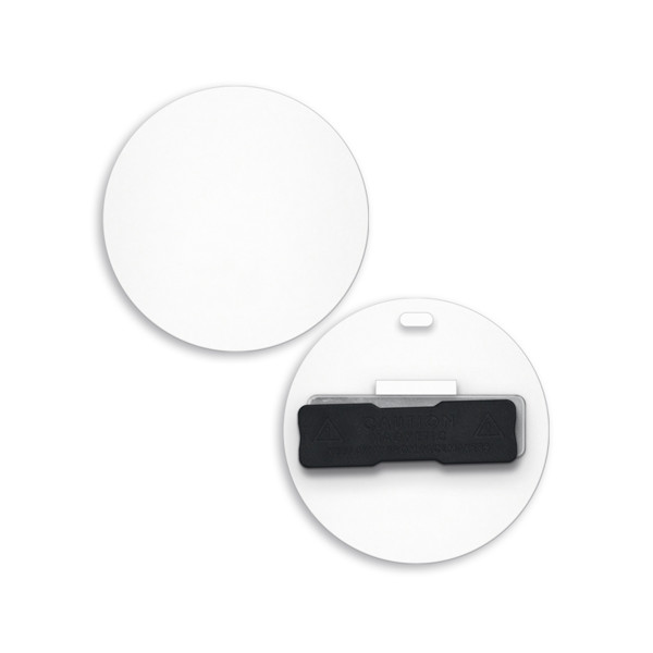 BADGE PLASTIQUE (PS) ROND Ø55 mm AVEC AIMANT