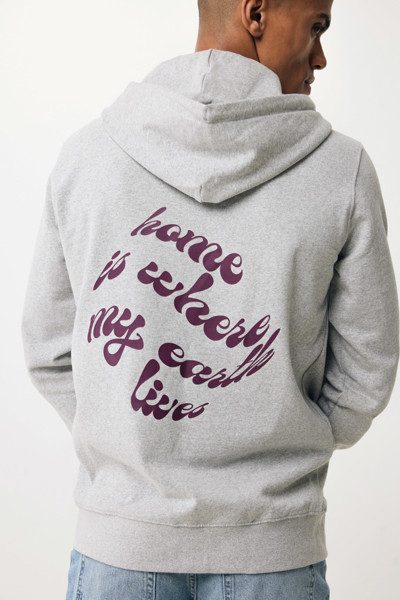 Mikina na zips s kapucňou Iqoniq Abisko z recykl. bavlny - Heather Grey / XS