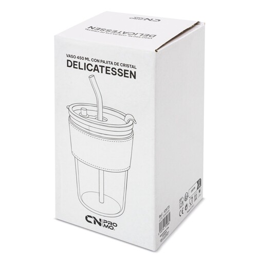 450 ML GLASS WITH STRAW “DELICATESSEN”