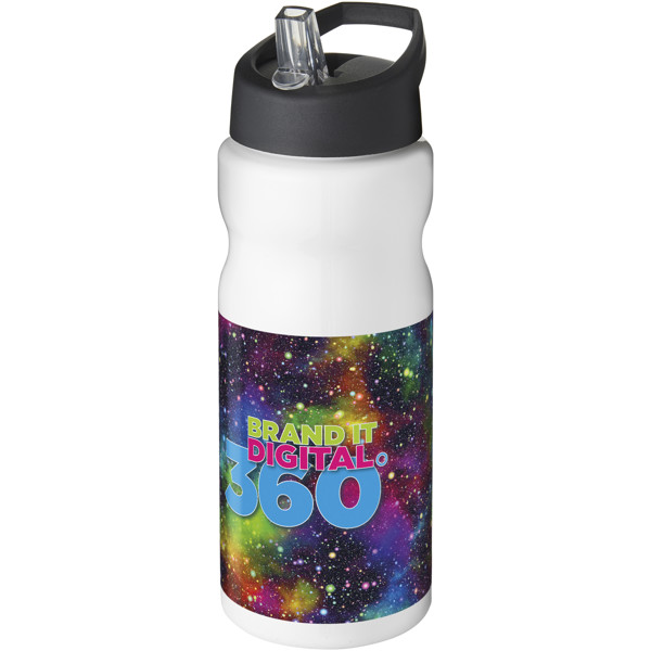 Garrafa desportiva com tampa com boquilha de 650 ml H2O Base® - Branco / Preto Liso