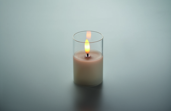 Xandle LED wax candle, glass holder, CR2032