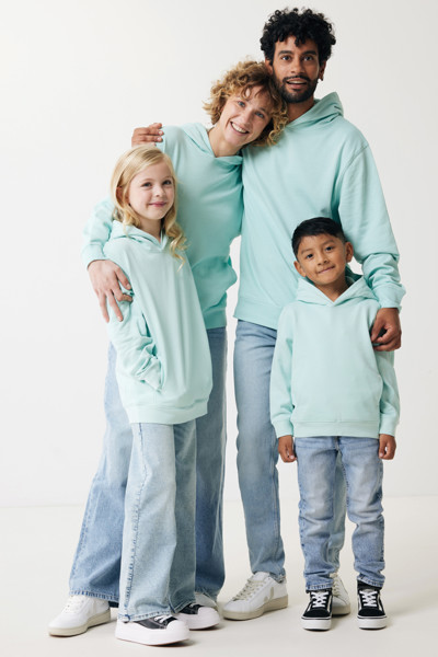 Iqoniq Yengo kids recycled cotton hoodie with sidepockets - Crushed Mint / 56