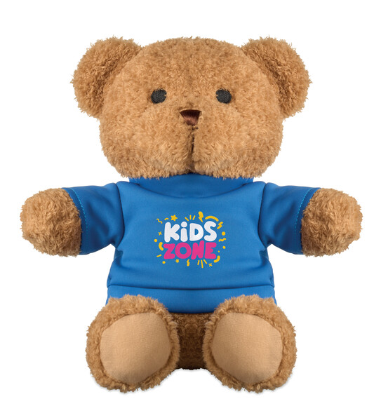 Peluche Ourson t-shirt 23cm Jackie - Bleu