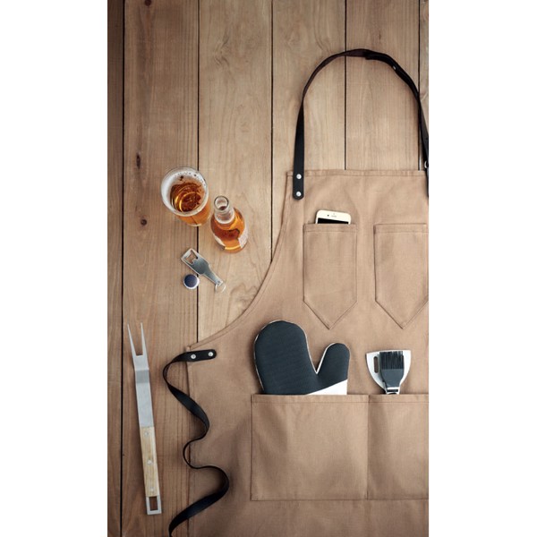 Apron in leather Chef - Black