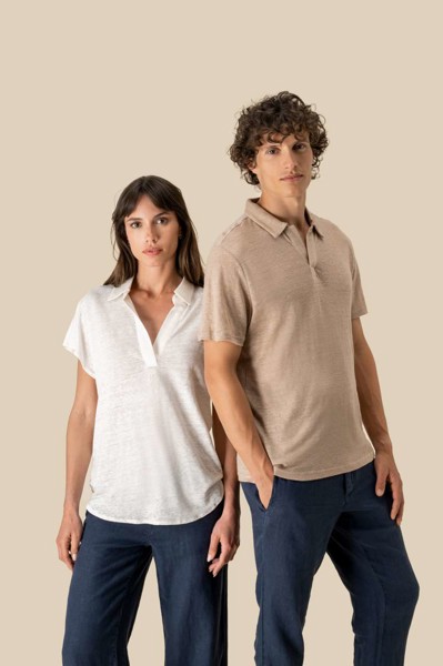 Men’S Linen Polo Shirt - S