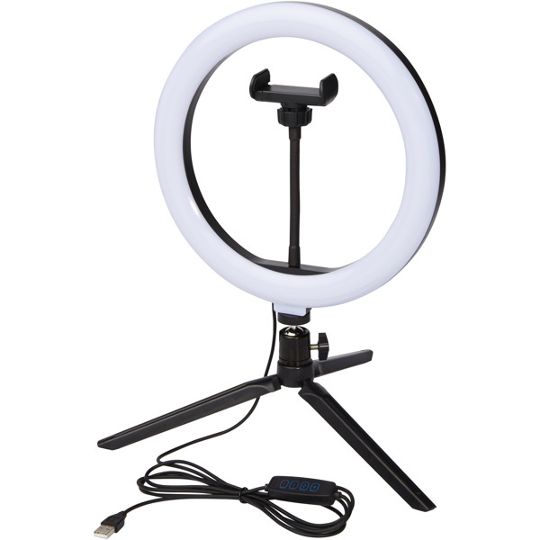 Studio ring light for selfies and vlogging with phone holder and tripod