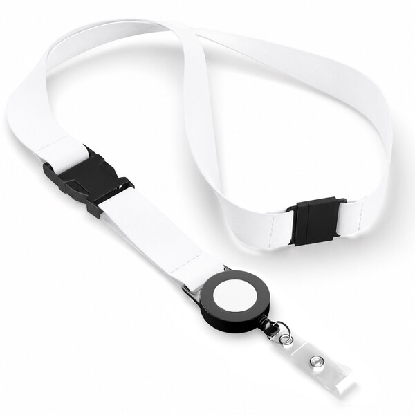 Detachable polyester sublimation badge reel lanyard - Black