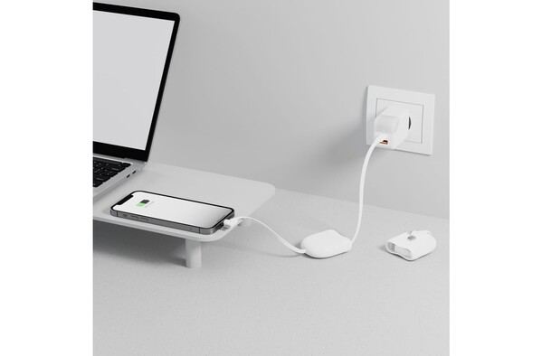 Câble rétractable USB-C et Lightning Xoopar ICE-R 60 W 1 mètre - Blanc
