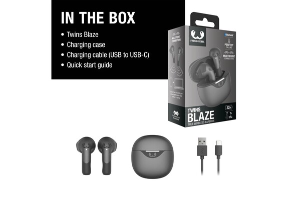 Fresh 'n Rebel Twins Blaze earbuds, 12mm drivers - Dark Gun Metal