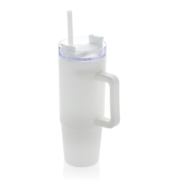 Kozarec Tana 900 ml, dvojna stena iz reciklirane plastike - Bela