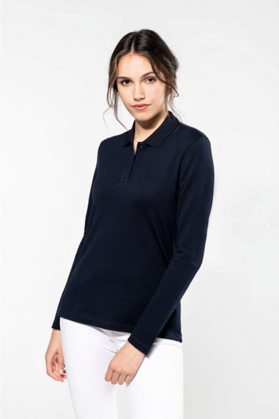 Ladies' Long-Sleeved Supima® Polo Shirt - White / XL