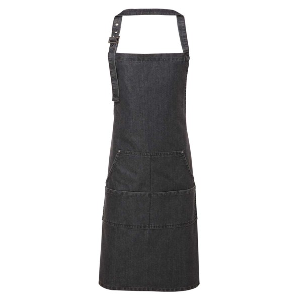 Denim Kötény Farmer Típusú Varrással - Black Denim