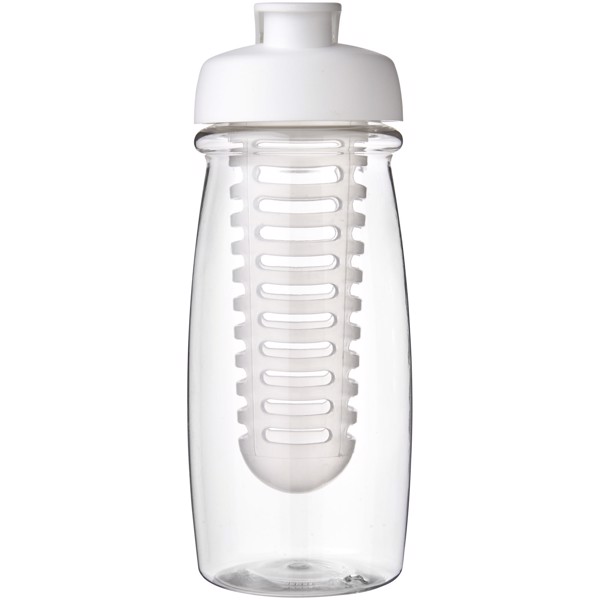 Bidon H2O Pulse® o pojemności 600 ml z wieczkiem zaciskowym zmożliwością przyrządzania wody smakowej - Przezroczysty / Biały