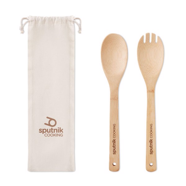 Set pribora za solato iz bambusa Mayen, dolžina 335 mm