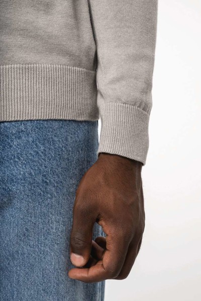 Men's Zip Neck Jumper - Grey Melange / XL