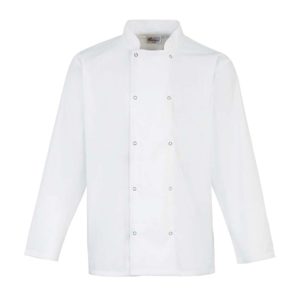 Chef's Long Sleeve Stud Jacket - White / XS