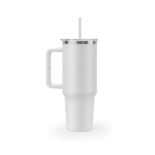 JOYNER XL. Large stainless steel travel cup (91% recycled) with vacuum insulated double wall and a matt finish 1300 mL - White