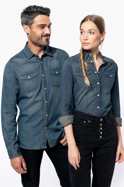 Ladies' Long-Sleeved Denim Shirt - XS