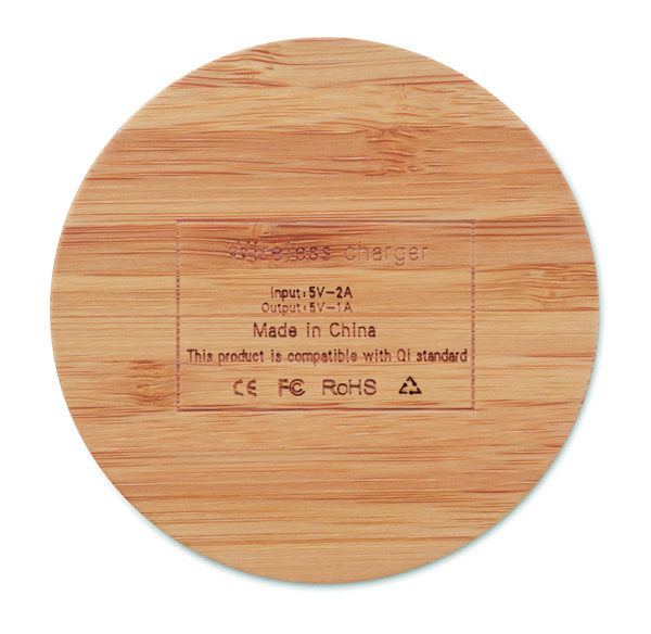 Rundo wireless charger bamboo, 5W output - Wood