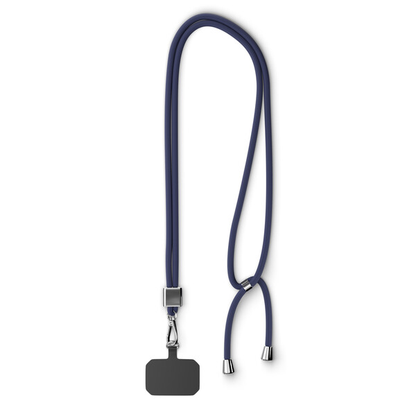 Crossbody, trendy 2-tone cord phone holder made of polyester - Midnight Blue / Silver accessories