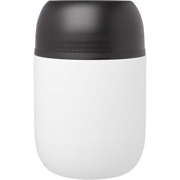 Supo 480 ml doppelwandiger Lunchpot aus recyceltem Edelstahl mit faltbarem Löffel - weiss