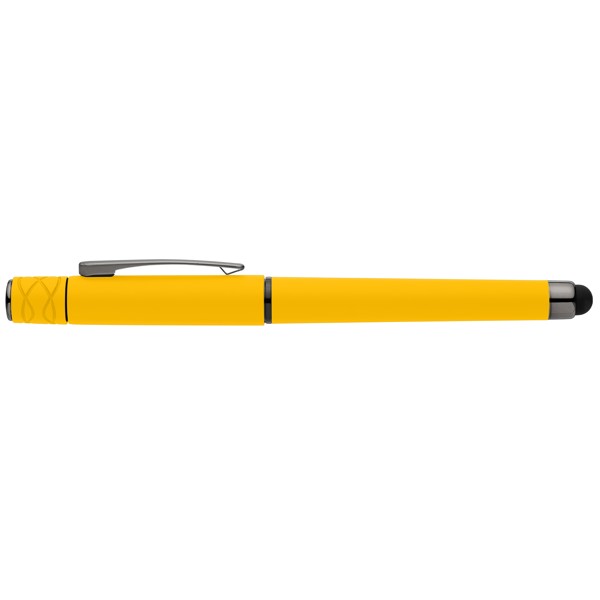 Tavi Recycled Plastic Fidget Spinner Stylus Gel Pen - Yellow / Silkscreen